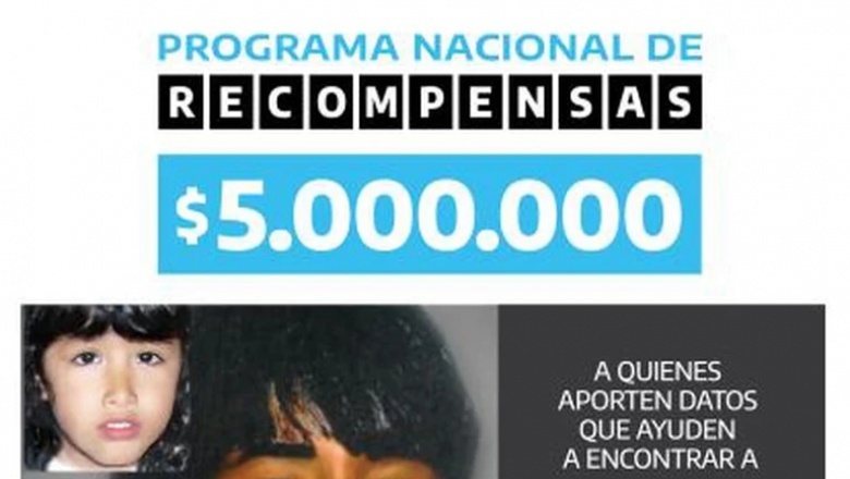 El Gobierno Nacional aumentó a 5 millones de pesos la recompensa para quienes brinden datos sobre el paradero de Sofía Herrera