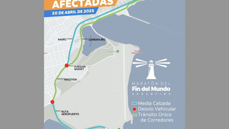 Maratón del Fin del Mundo: habrá cortes y desvíos de trasto en la mañana del domingo