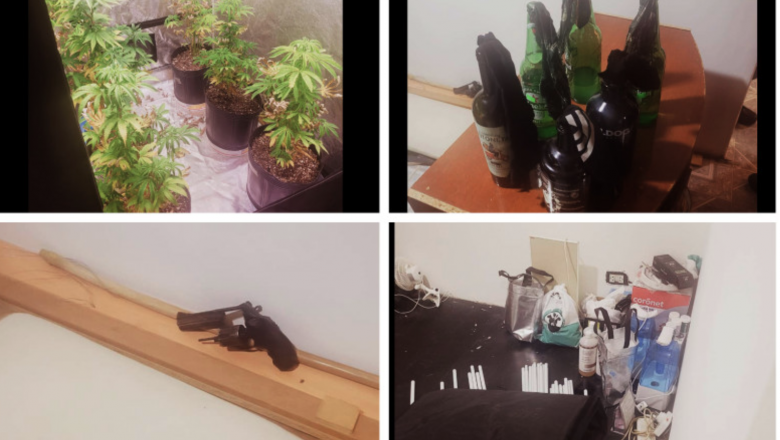 Empleado municipal con armas, drogas y molotov