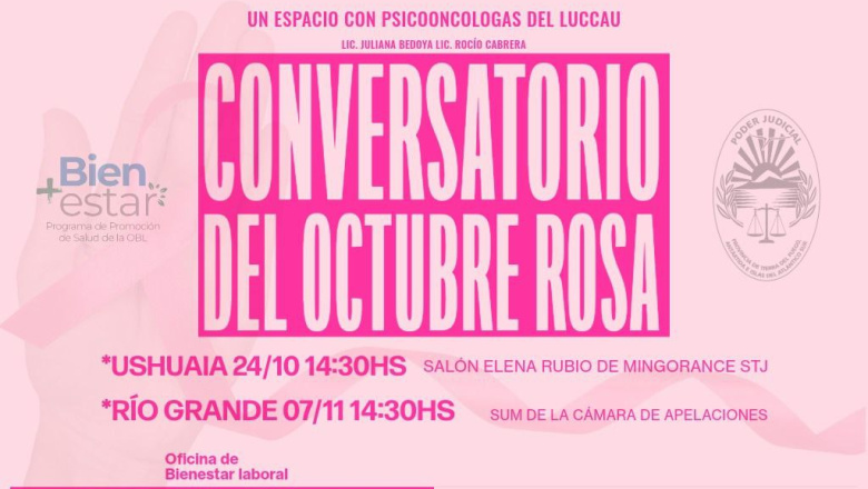 Octubre Rosa: El Poder Judicial invita al conversatorio que dictarán psicooncólogas  