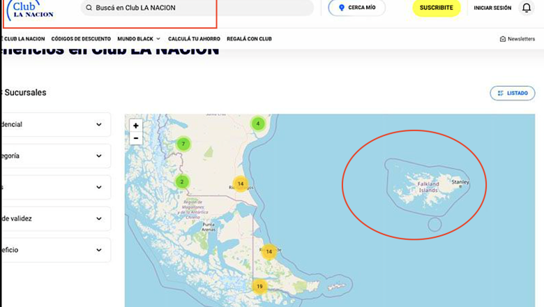 Polémica por mapa de La Nación que nombra “falklands” a las Malvinas