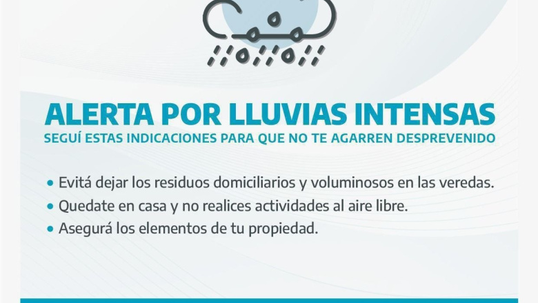 Alerta amarilla por lluvias intensas