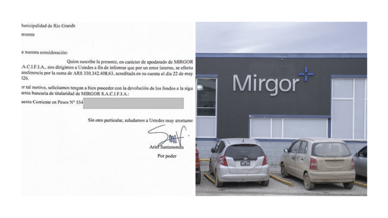Mirgor aclaró que fue un error la transferencia de $330 millones al Municipio de Río Grande