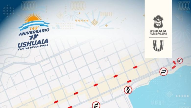 Desfile 142 aniversario de Ushuaia: Maipú estará cortada de 8 a 17 horas y Prefectura Naval será habilitada como doble mano