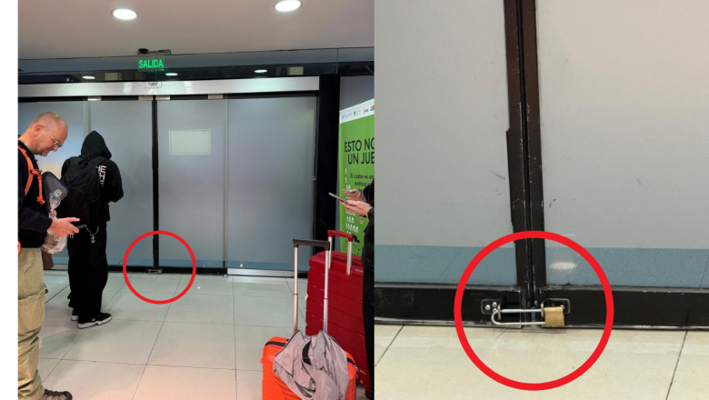 Sorpresa y demoras en aeropuerto de Ushuaia: una puerta de salida con candado