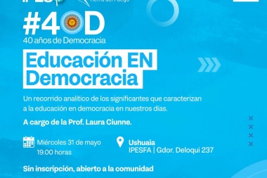El 31 de Mayo se realizará una charla  debate denominada 'Educación en Democracia'