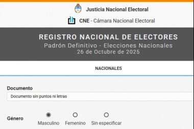 Ya está disponible el padrón electoral para las elecciones de octubre