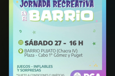 Invitan a sumarse a la jornada recreativa en el barrio Pujato